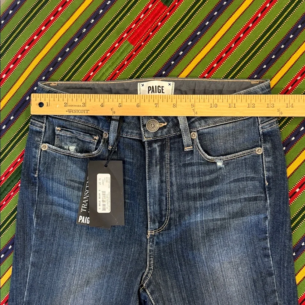 PAIGE High Rise Bell Canyon Flare Jeans Silas Destructed Size 27
